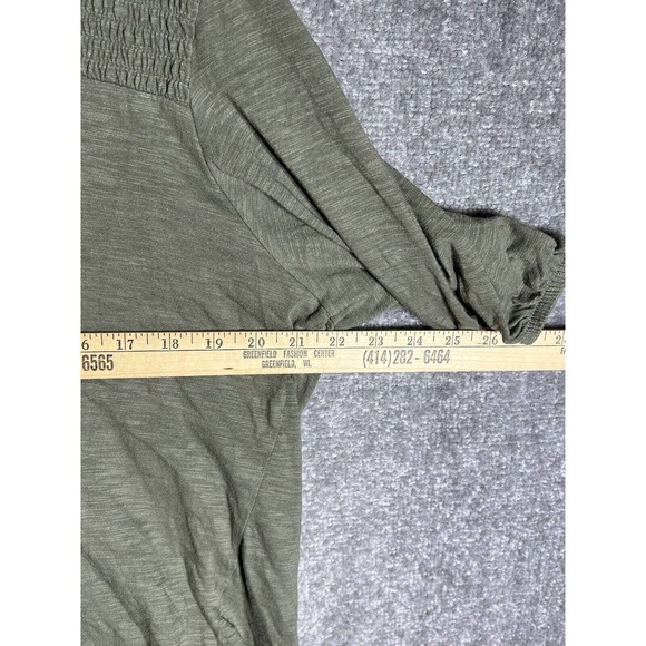 Knox Rose Puff Sleeve V-Neck Smocked Top Womens Size XXL Shirt‎ Olive Green - Picture 11 of 11